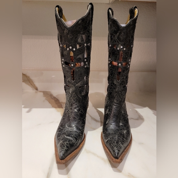 Corral Cross Cut Out Leather Western Boots 2123 Size 7.5 - Picture 3 of 10